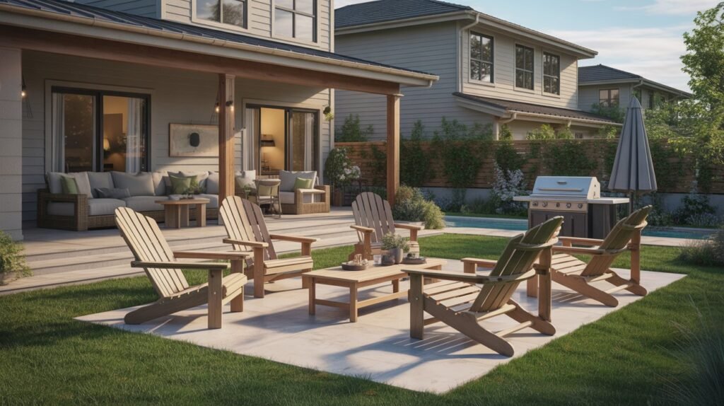 Best outdoor furniture for American patios in 2026 featuring weather-proof eco-friendly Adirondack chairs and patio dining sets