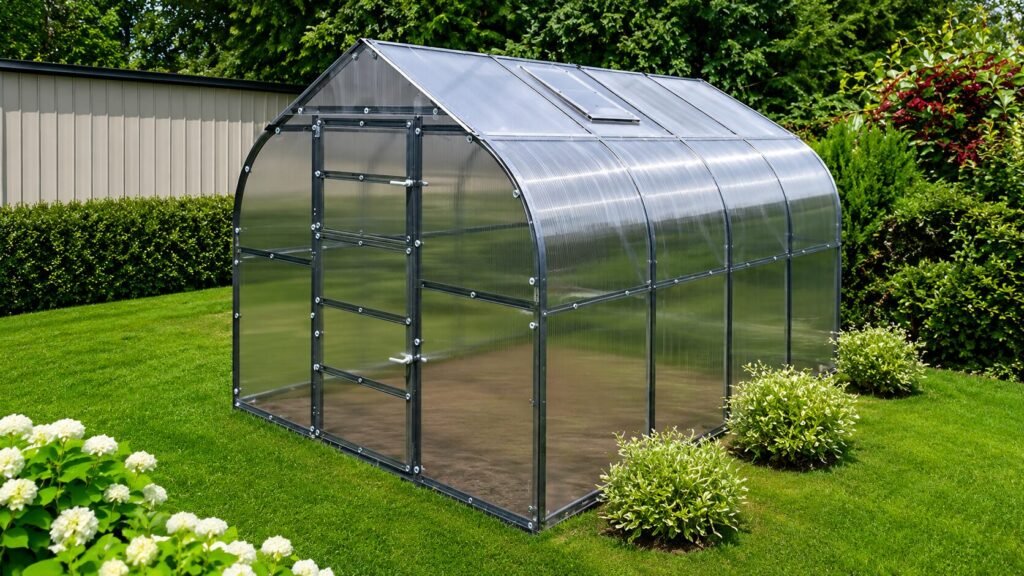 Bloomcabin high tunnel greenhouse steel frame omega arch structure for year-round vegetable growing and weather protection garden tunnel