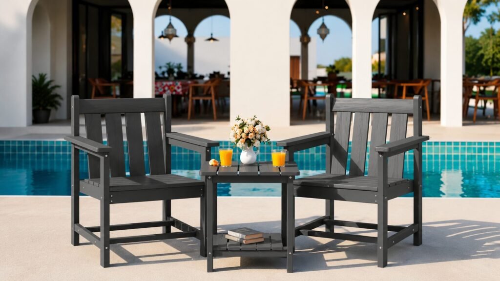 Serwall outdoor chairs and sets HDPE all-weather patio seating around fire pit and outdoor dining area