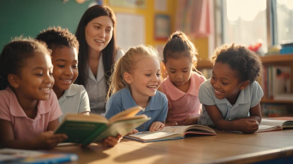 Children reading in a classroom — Andy Anand Chocolates education charity impact