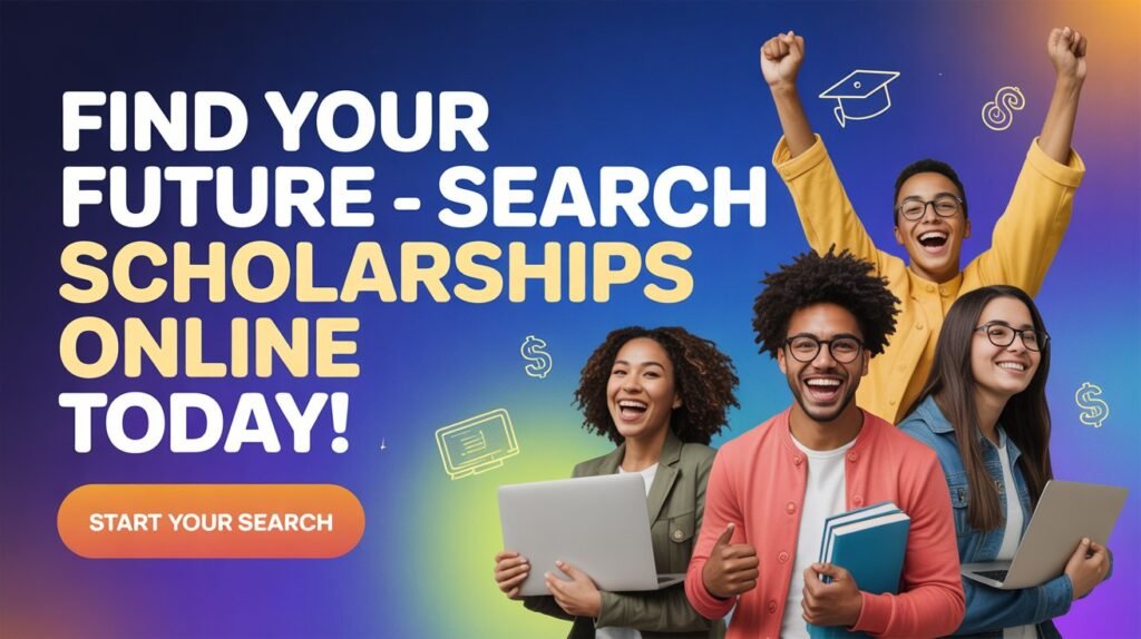 Call to action banner encouraging students to search scholarships online
