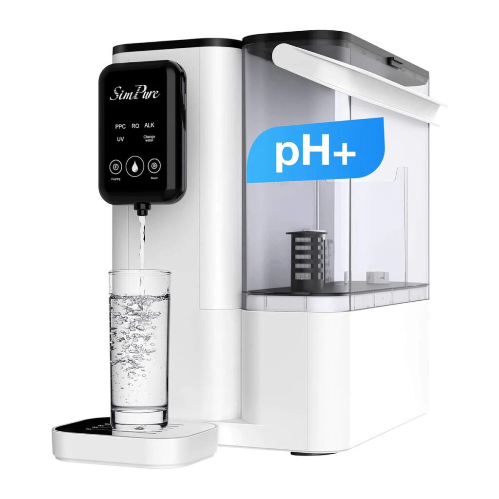 SimPure Y9A 300GPD 6 stage alkaline countertop reverse osmosis water filtration system with remineralization for healthy drinking water