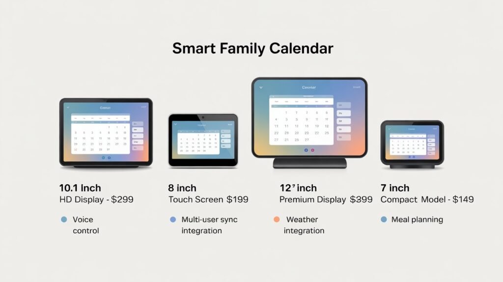 comparison of smart digital family calendars including Foson Skylight Cozyla and Hearth display