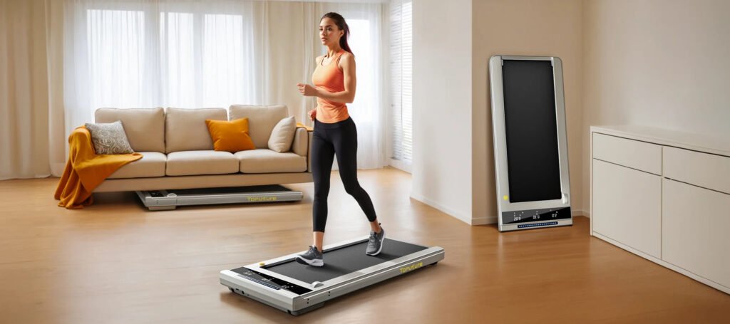 Toputure walking pads collection featuring TP3 Portable Walking Pad and TP8 Under Desk Walking Pad for home office use