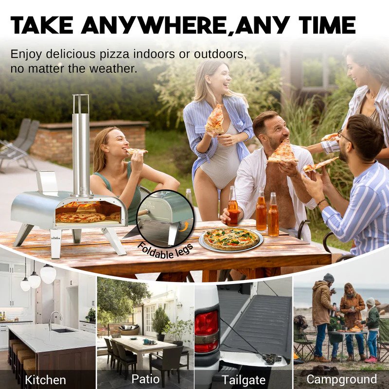 12 inch pellet and electric pizza oven dual fuel portable pizza maker for outdoor and indoor cooking with high heat performance
