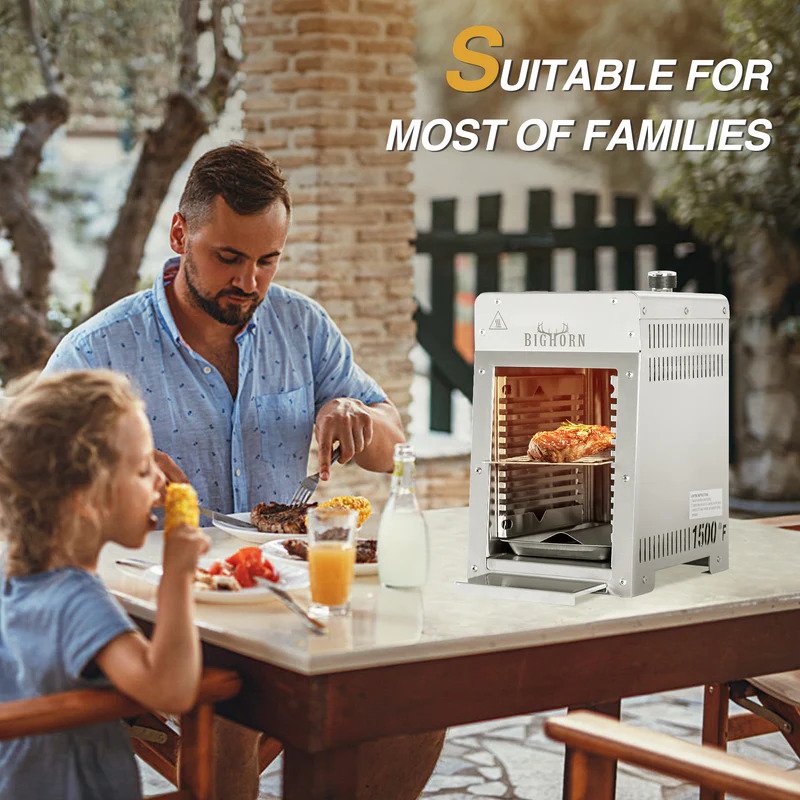 1500F infrared steak grill portable propane gas grill 9 inch stainless steel high heat outdoor searing grill for steaks and BBQ cooking