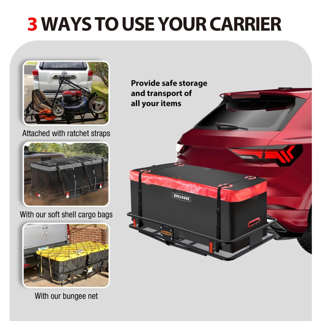 500 lb foldable hitch cargo carrier heavy duty luggage basket 60 x 20 inches for 2 inch receiver vehicle cargo rack