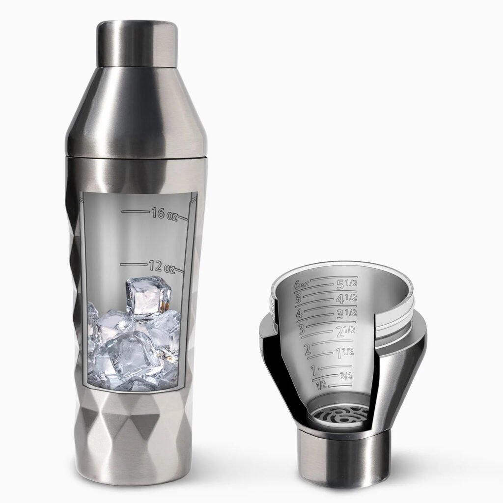 Double wall vacuum insulated cocktail shaker premium bar tool that keeps drinks cold longer for mixing cocktails at home bar USA 2026