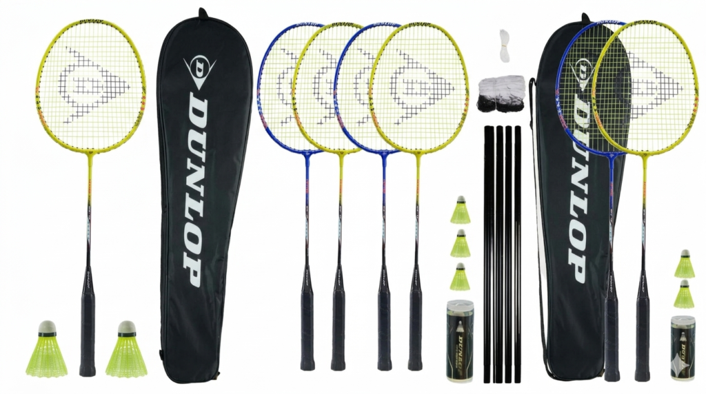 Dunlop Aero-Star Speed 86 badminton racket and Nitro-Star SSX 1.0 set in one frame showing performance and beginner friendly kit