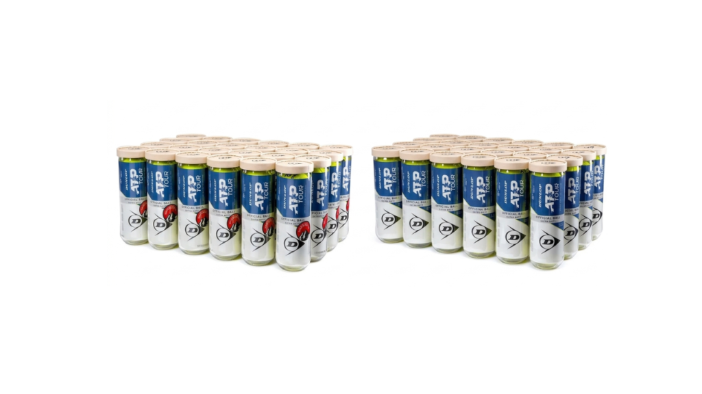 Dunlop ATP Tour Extra Duty and High Altitude tennis balls side by side for match play and high elevation conditions
