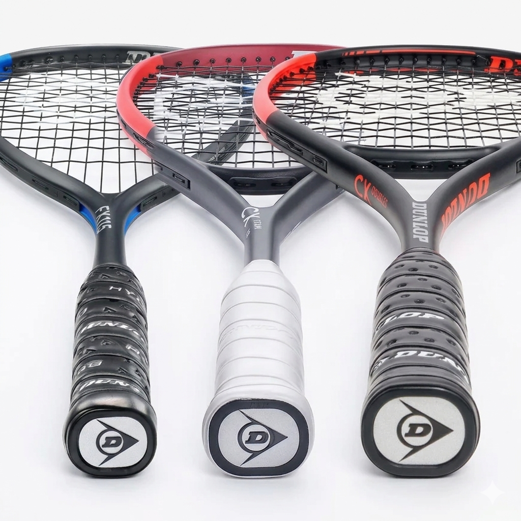 Dunlop squash rackets 2026 lineup showing top models for control and power play