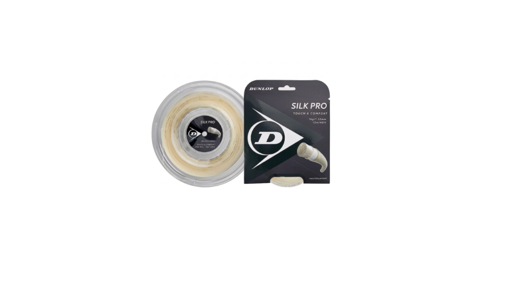 Dunlop Silk Pro multifilament tennis string designed for comfort with soft fibers and vibration dampening performance
