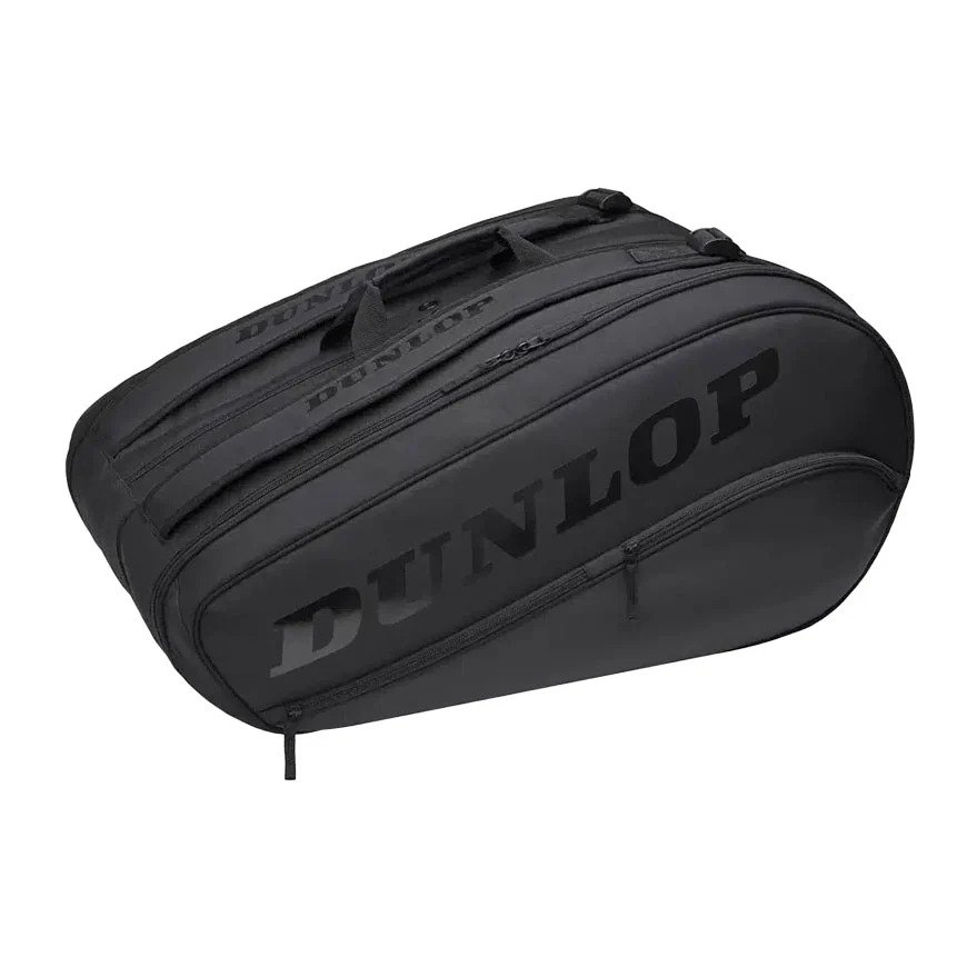 Dunlop Team 12 racket bag black 2026 with multiple compartments for rackets and gear storage