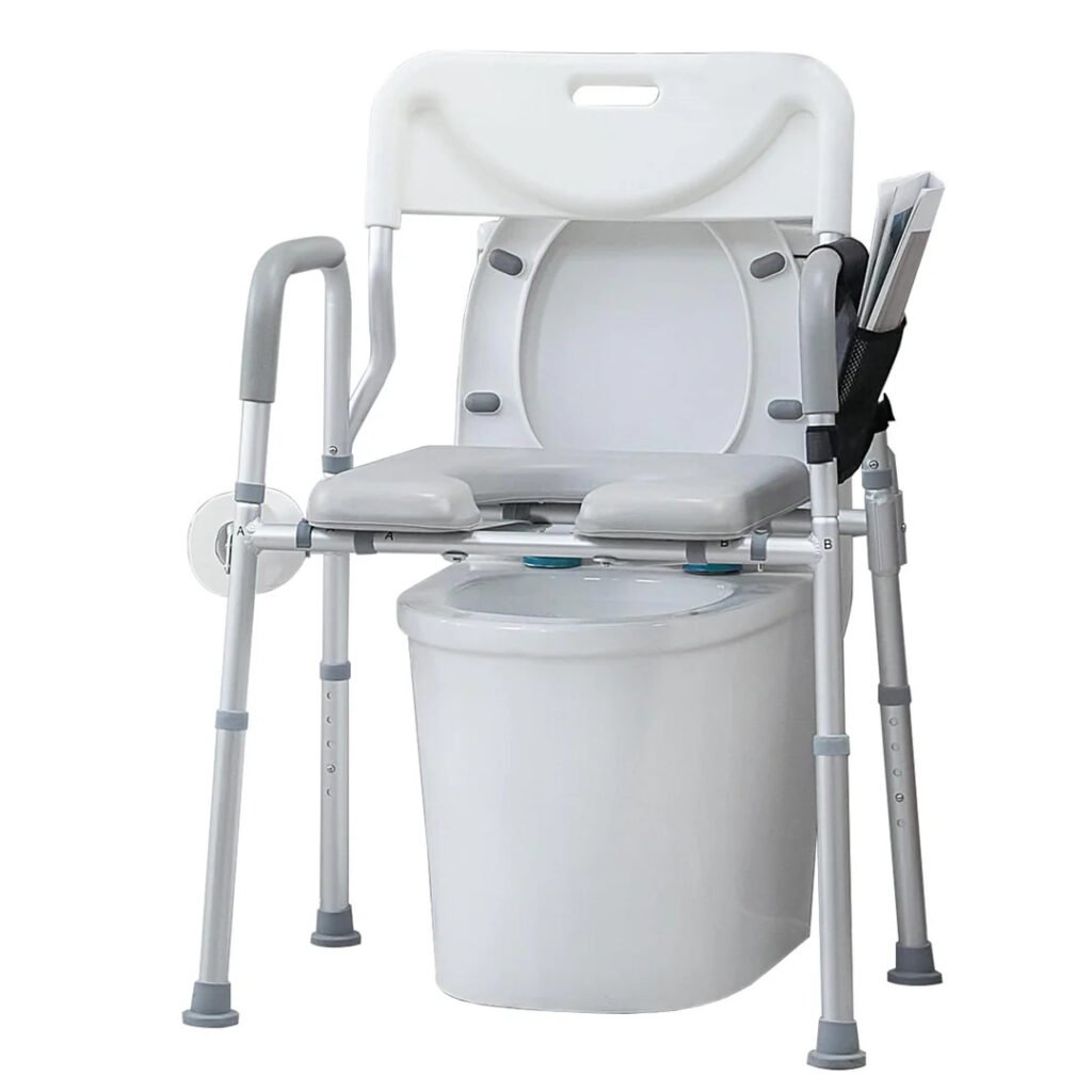 Elenker HFK-3367KD-3 raised toilet seat height adjustable padded seat Elenker HFK-3367KD-3 raised toilet seat height adjustable with soft padded seat for elderly comfort and bathroom safety