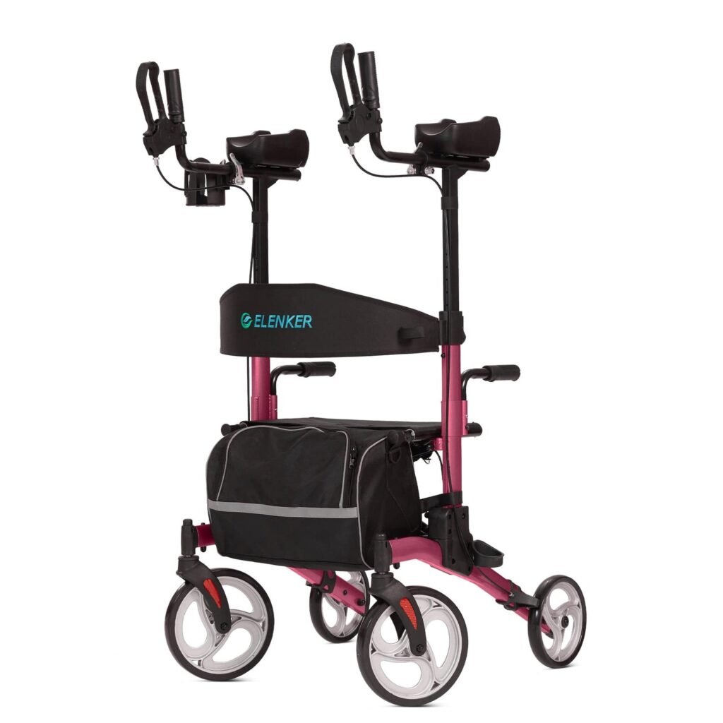 Elenker HFK-9240 dual brake upright walker 10 inch wheels Elenker HFK-9240 upright walker with 10 inch wheels and dual brakes for stable mobility and posture support