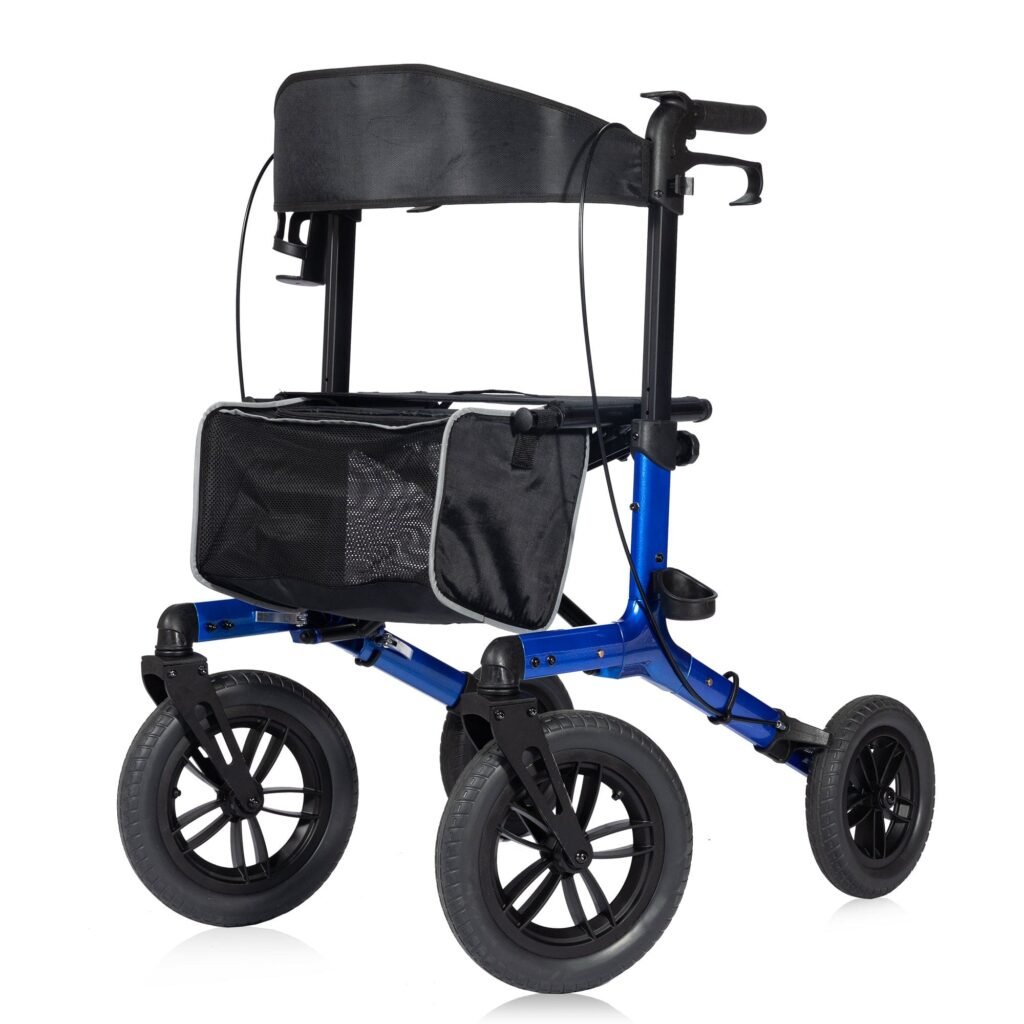 Elenker KLD-9212 all terrain dual brake rollator walker 12 inch wheels Elenker KLD-9212 all terrain dual brake rollator walker with 12 inch wheels for outdoor mobility and stability