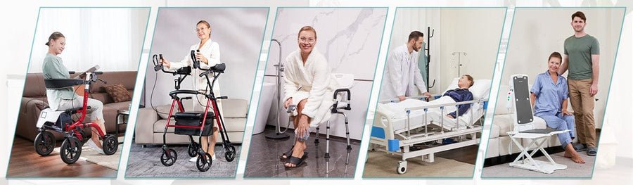 Elenker KLD-9212 All Terrain Rollator Walker 12” Wheels Elenker KLD-9212 all terrain rollator walker with 12 inch wheels dual brake system for outdoor mobility