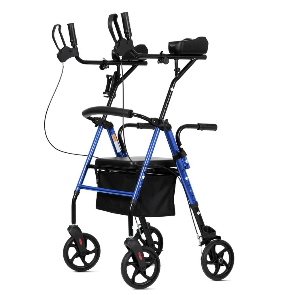 Elenker MT-8151 dual brake upright walker 8 inch wheels Elenker MT-8151 upright walker with 8 inch wheels and dual brakes compact mobility aid for indoor use and stability