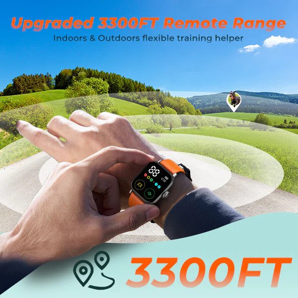 Jugbow DT-60 dog training collar with 3300ft remote range for long distance control