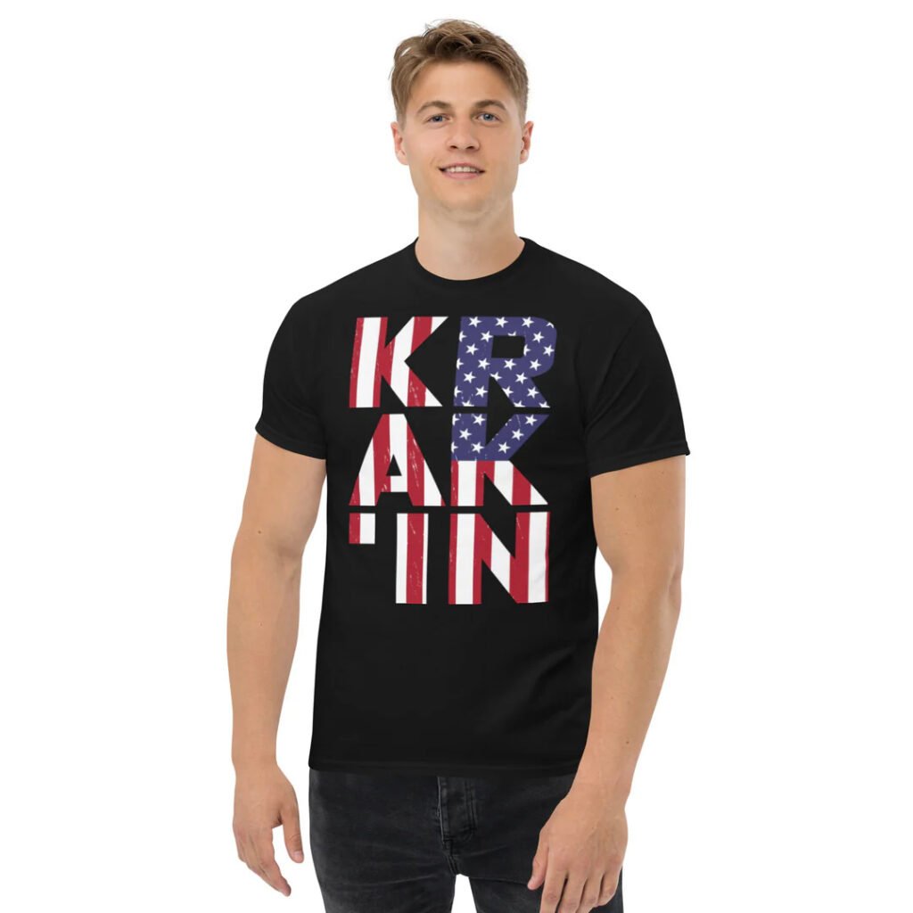 KRAKIN American flag t shirt patriotic USA graphic tee for men and women