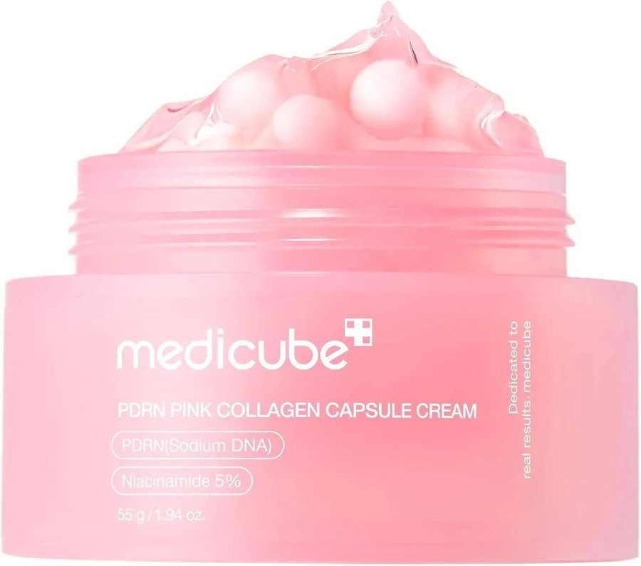 Medicube PDRN Pink Capsule Cream Korean skincare moisturizer with peptide capsules for hydration and anti-aging