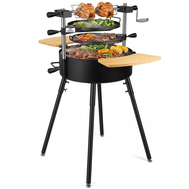portable santa maria style charcoal grill adjustable height outdoor bbq grill for open fire cooking and backyard grilling