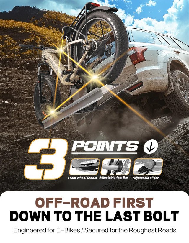 single hitch e-bike rack with ramp and lock foldable design for easy loading secure transport electric bike carrier