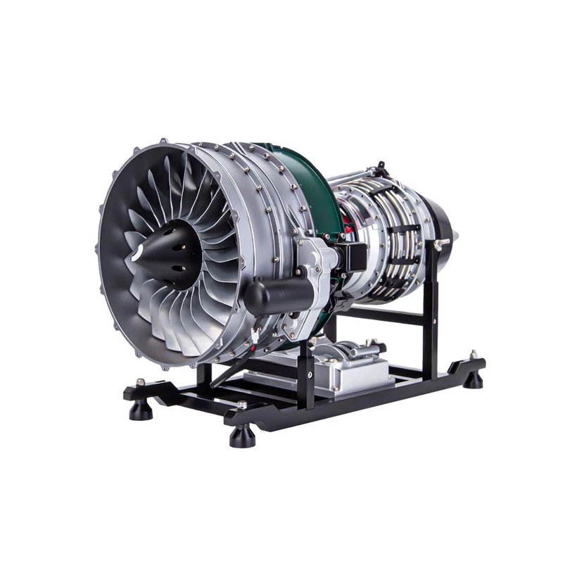 TECHING Mechanical Dual-Spool Turbofan Engine Model Kit detailed assembly with visible internal turbine structure