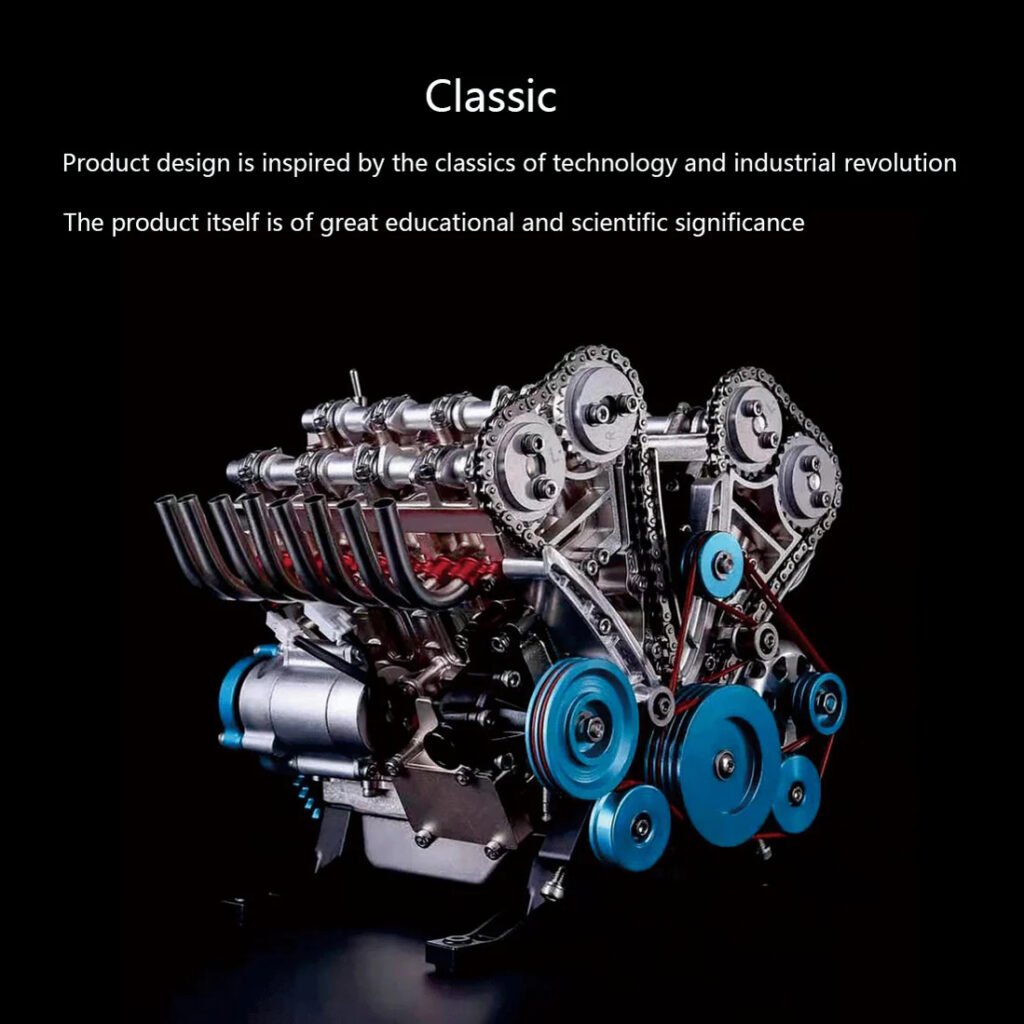 Fully assembled V8 engine model used for education and scientific learning demonstration