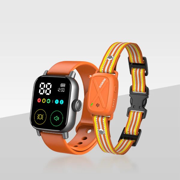 Watch-style dog training remote with 2-inch HD touch screen for easy hands-free control