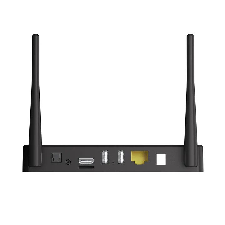 COLABOX L2 Plus streaming media player showing WiFi and Ethernet port connectivity options on the device for stable internet connection