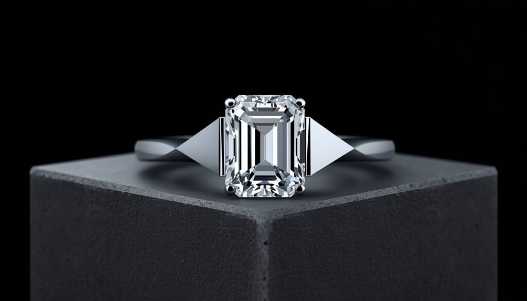 Modern minimalist diamond jewelry collections featuring geometric and structured designs with lab-grown diamonds, showcasing Eclat and Elements luxury styles.