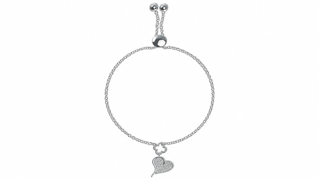 Affordable luxury jewelry collection featuring sterling silver heart and clover diamond bracelet and 14K gold lotus petal diamond stud earrings with lab-grown diamonds.