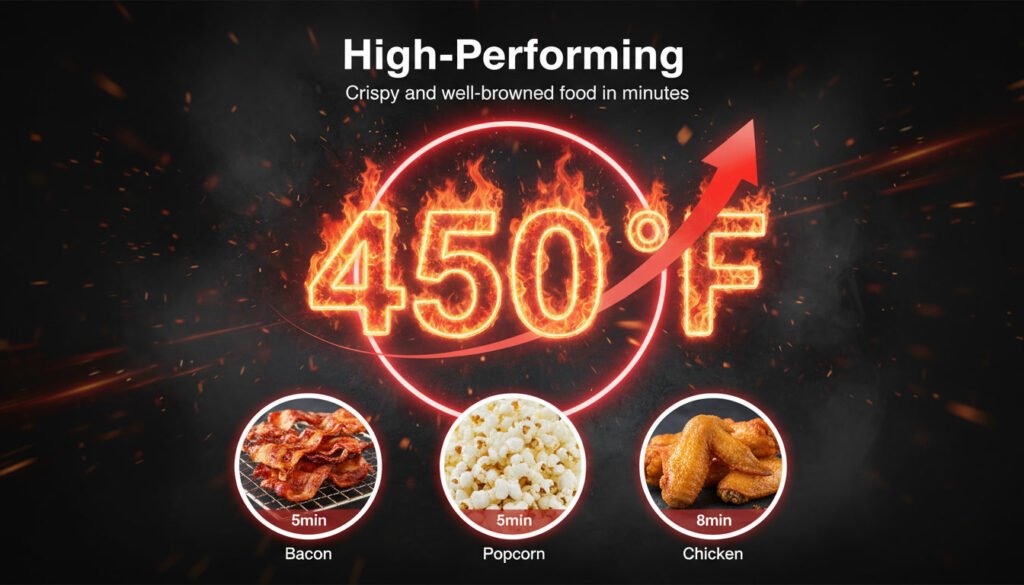 High-performance air fryer featuring 1700W velocity airflow technology for rapid, even cooking and crispy results.