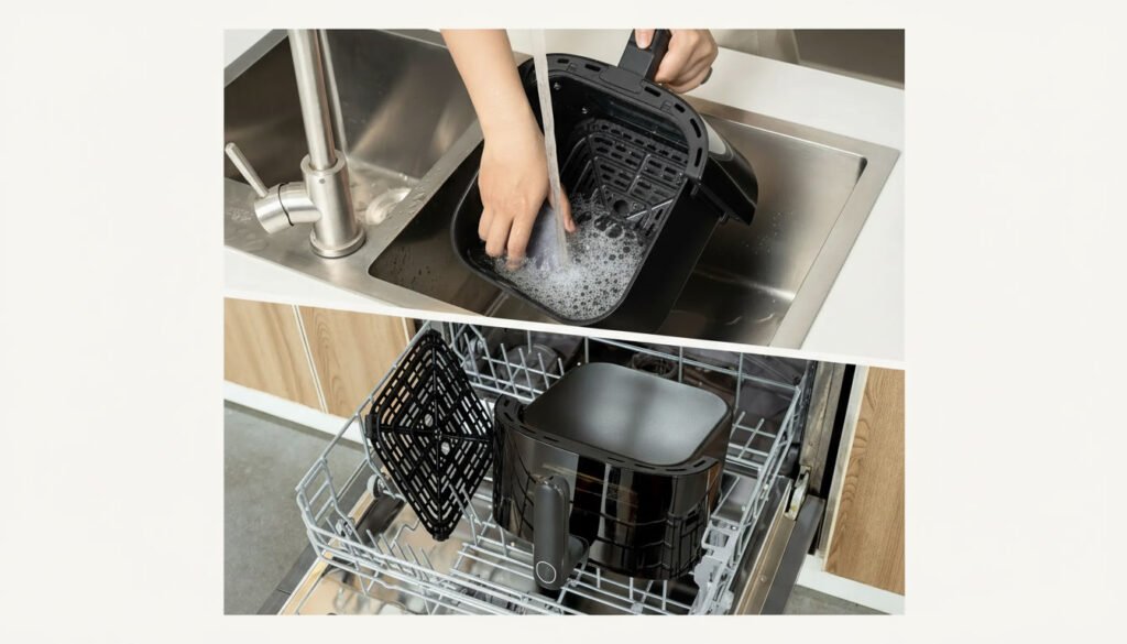 Easy-to-clean cooking appliance with a non-stick surface that allows quick removal of food residue and grease.