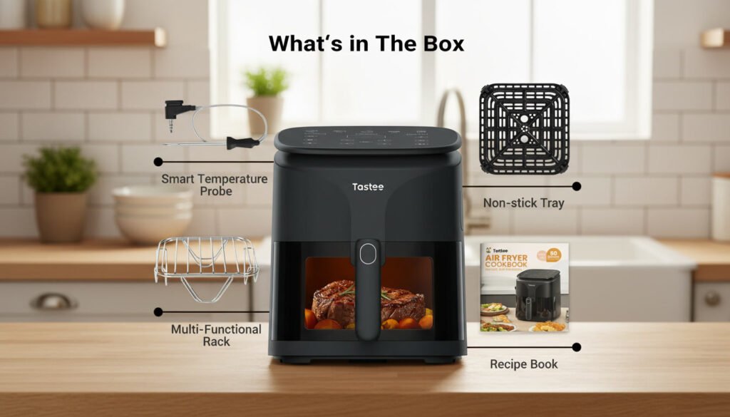 Product package contents neatly displayed, showing all included accessories, components, and user essentials.