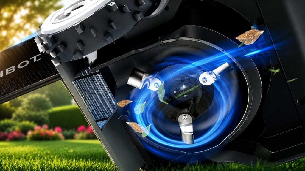 ANTHBOT N Series robot lawn mower using Cyclone System to collect grass clippings into a 23L catcher bag