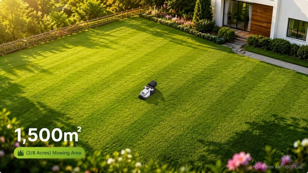 ANTHBOT N8 robotic lawn mower covering large lawns with an 80-minute fast charge and long-lasting battery
