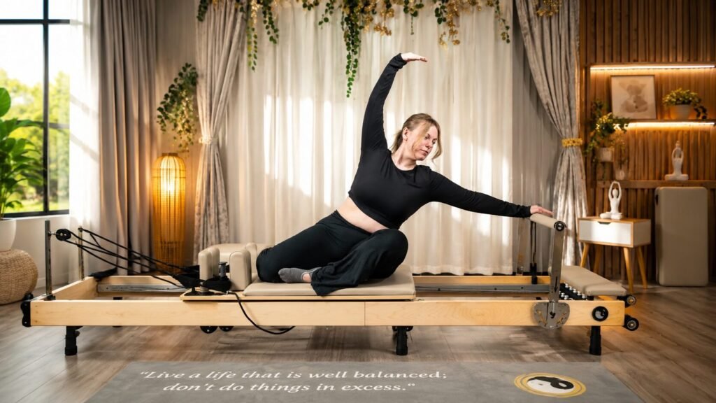 Janet Elite 2.0 Pilates reformer with adjustable leg risers, 400 lb weight capacity, and elevated carriage height