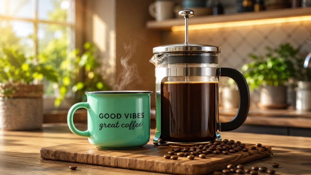 Tayst 600 ml French press coffee maker for brewing rich, full-bodied coffee at home.