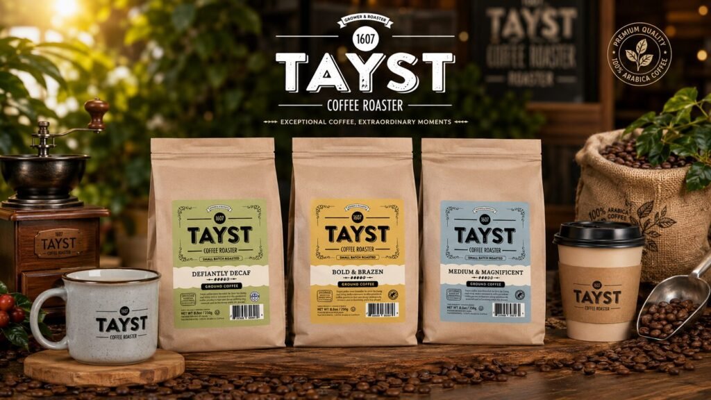Tayst whole bean and ground coffee made from premium deep roasted beans for a rich, smooth flavor.