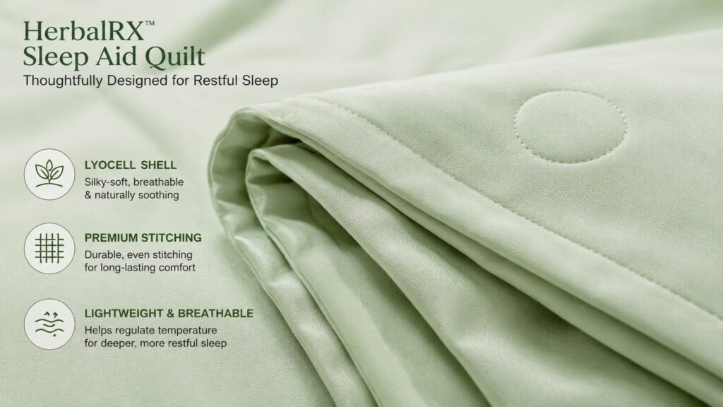 Close-up of HerbalRX™ quilt stitching, soft texture, and Lyocell shell fabric.