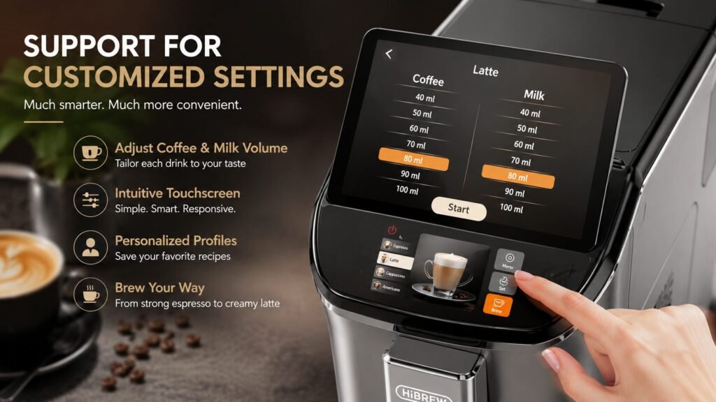 HiBREW H16 6-in-1 automatic café system with touchscreen coffee drink selection