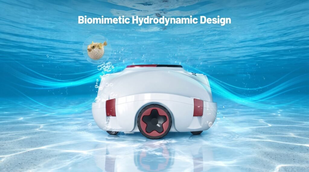 P10 pool cleaner with compact hydrodynamic design and easy maneuverability