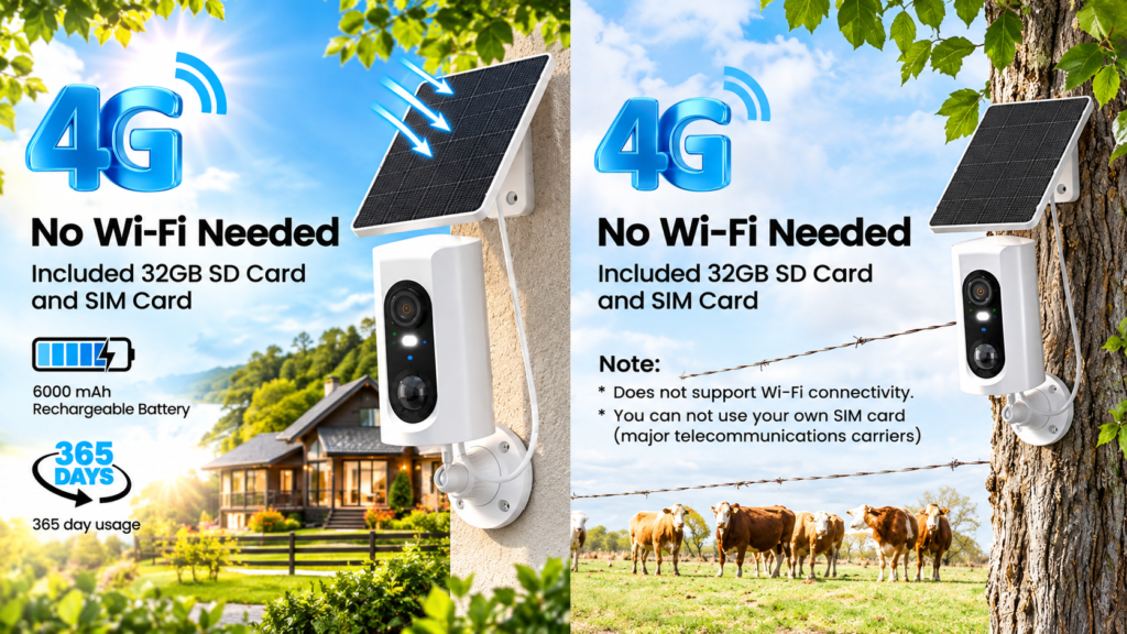 ANRAN G3M3 4G LTE solar security camera installed outdoors at a remote property