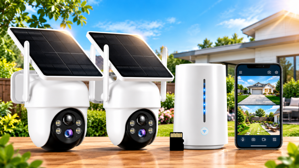 ARCCTV 2K solar security camera system with two wireless outdoor cameras