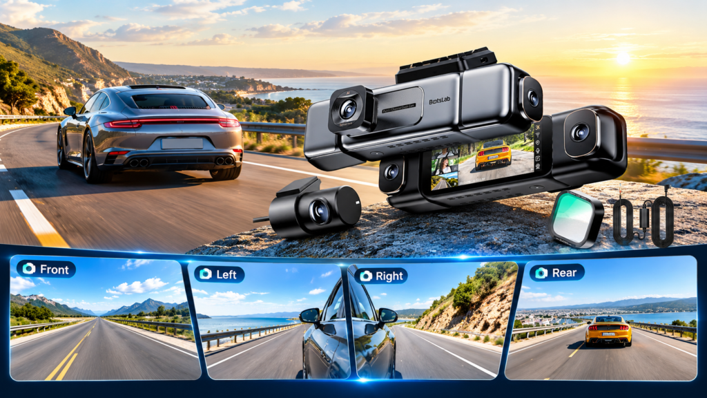 Botslab G980H four-channel dash cam with front, rear and side cameras