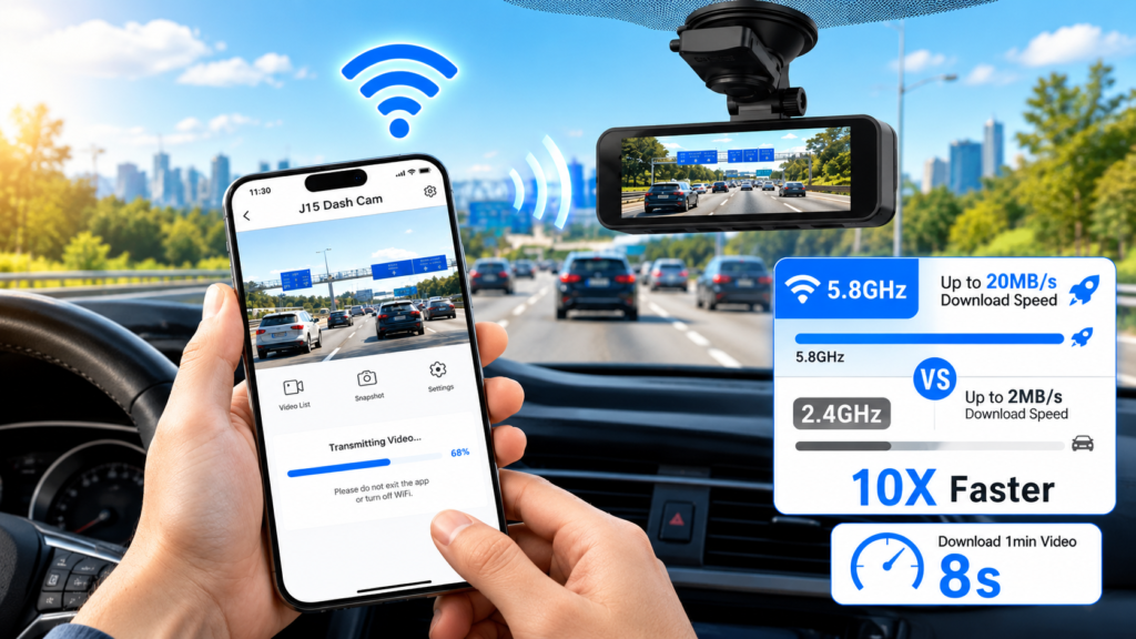 JOCRELA J15 dash cam recording the road during everyday driving.